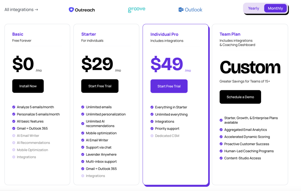 Lavender Pricing