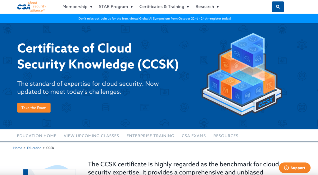 Cloud Security Alliance: Certificate of Cloud Security Knowledge (CCSK)