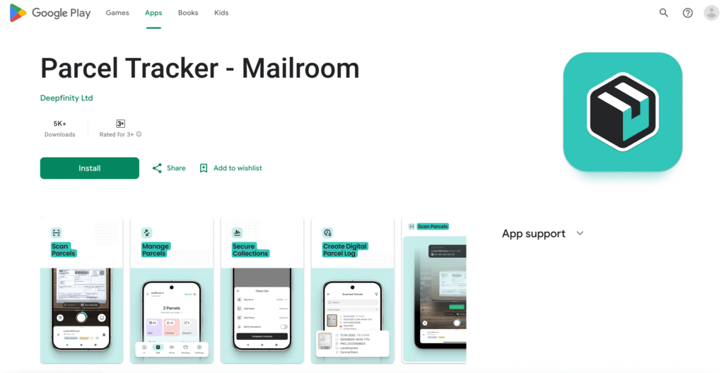 Parcel Tracker Mailroom (Deepfinity)