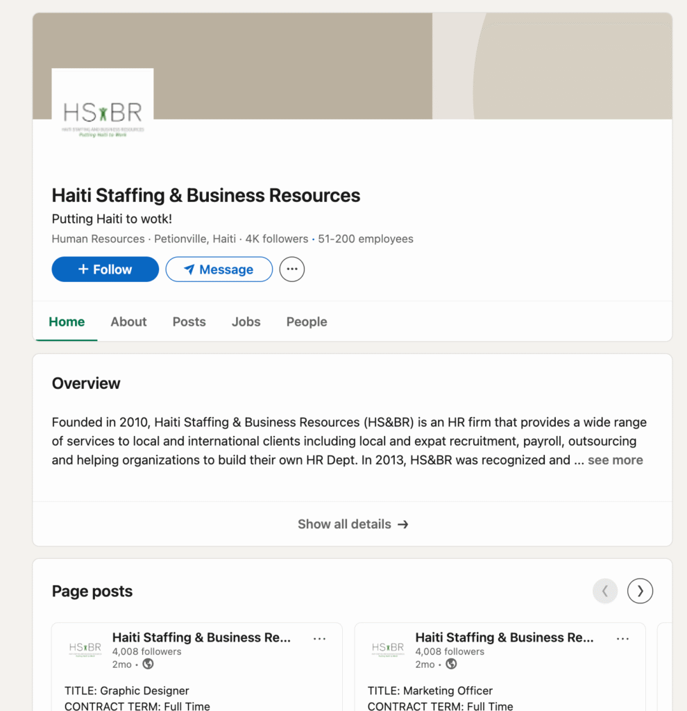 Haiti Staffing & Business Resources (HS&BR)
