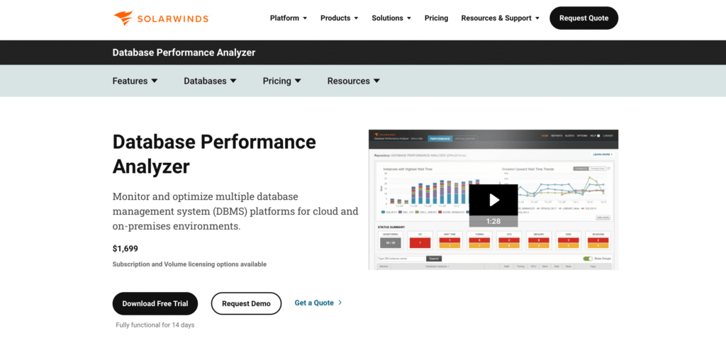 SolarWinds Database Performance Analyzer