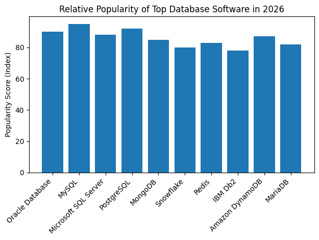Relative Popularity of Top Database Software in 2026