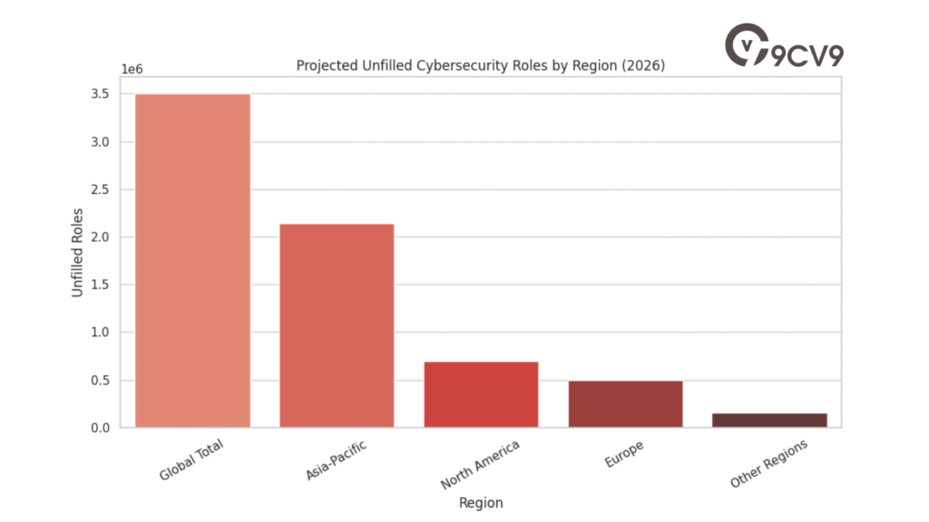 Projected Unfilled Cybersecurity Roles By Region (2026)