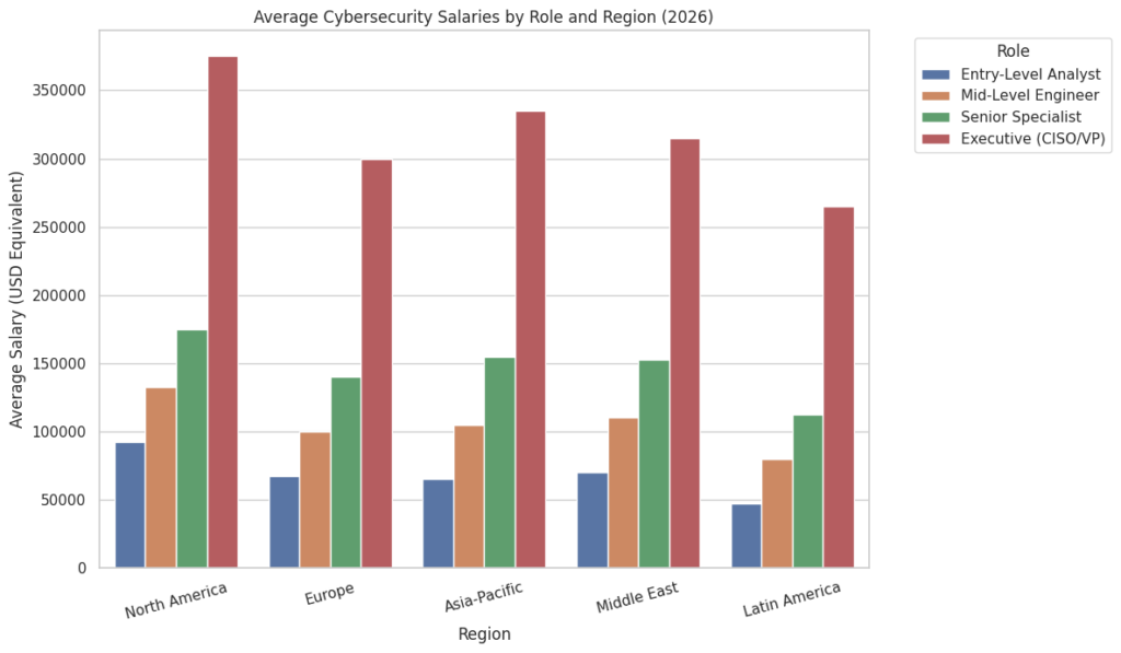 Average Cybersecurity Salaries By Role And Region (2026)