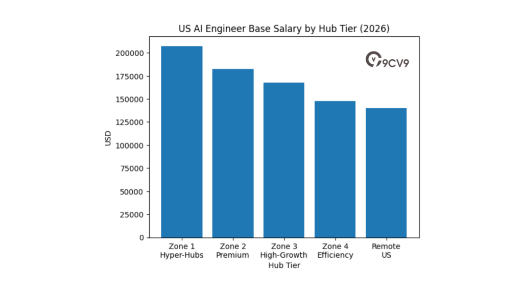 US AI Engineer Base Salary By Hub Tier (2026)
